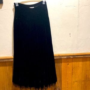 Black velvet broom stick skirt